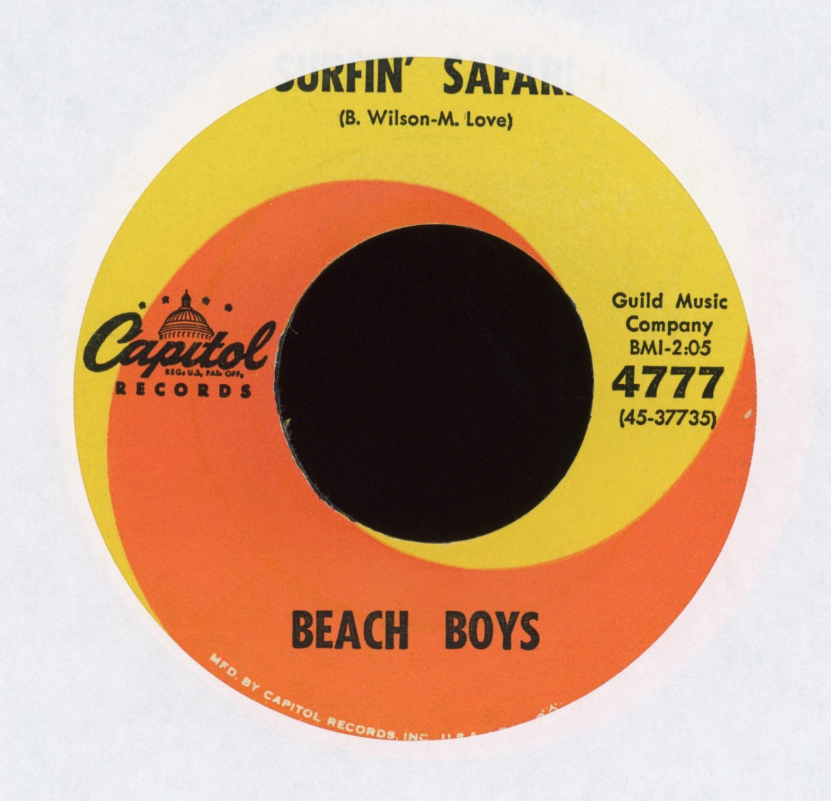 The Beach Boys - Surfin' Safari on Capitol 45 With Picture Sleeve