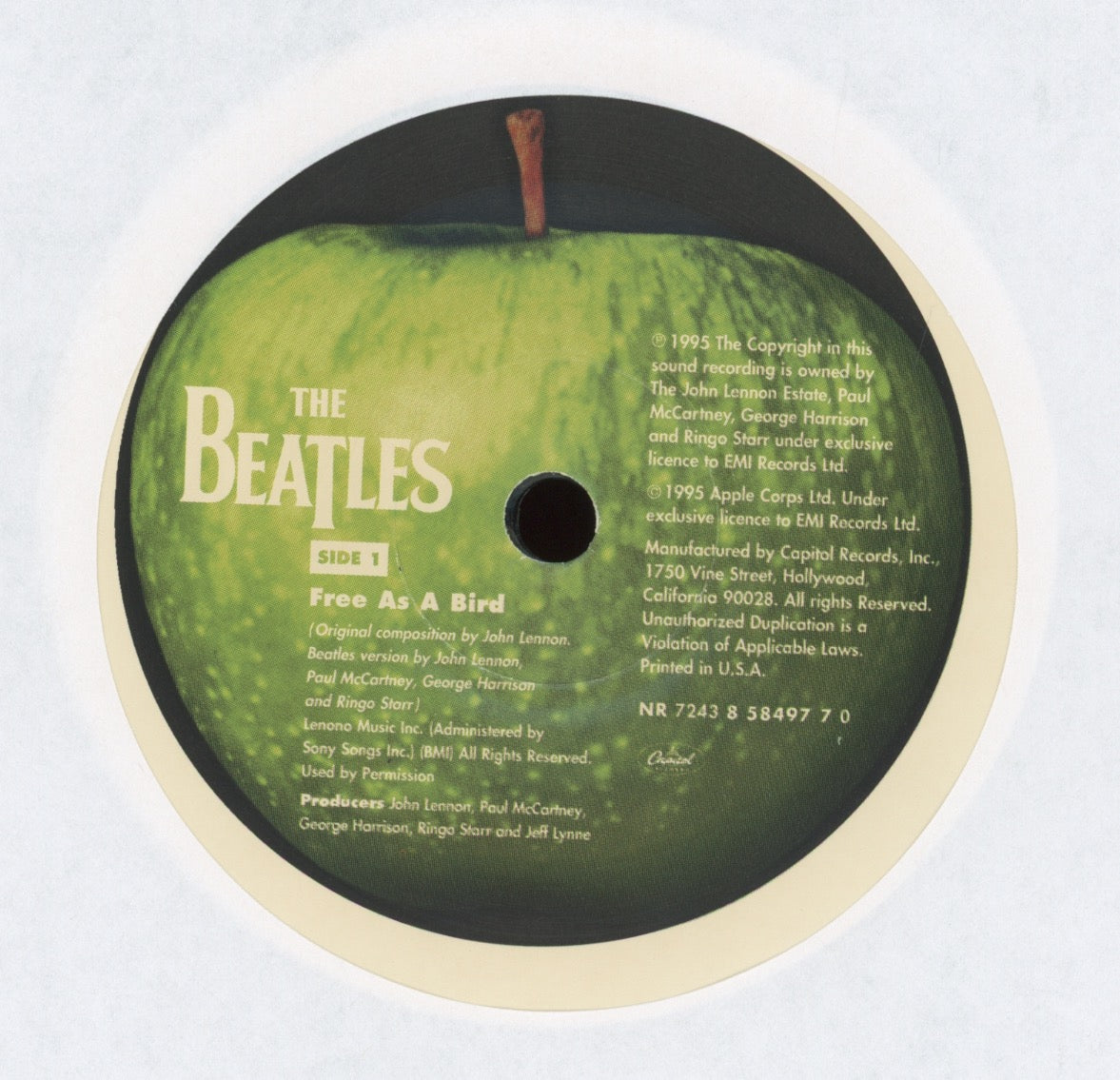 The Beatles - Free As A Bird on Apple 45 With Picture Sleeve