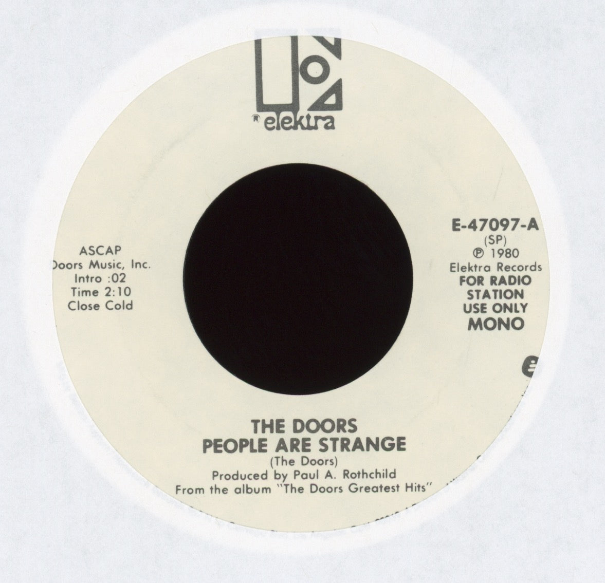 The Doors - People Are Strange on Elektra Promo 45 With Picture Sleeve