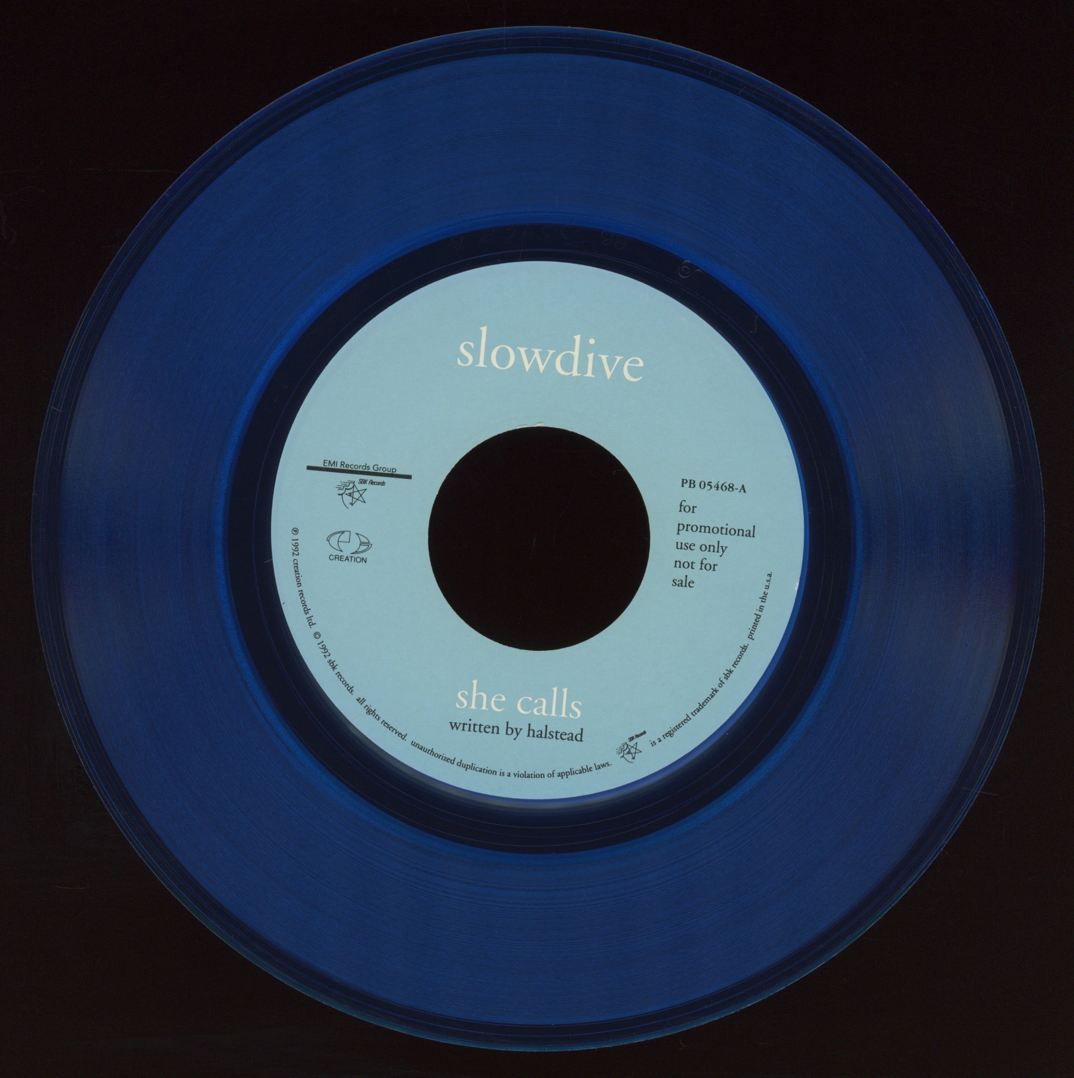 Slowdive / Ride - She Calls / Leave Them All Behind on Reprise Promo Blue Vinyl Split 7" 45 With Picture Sleeve