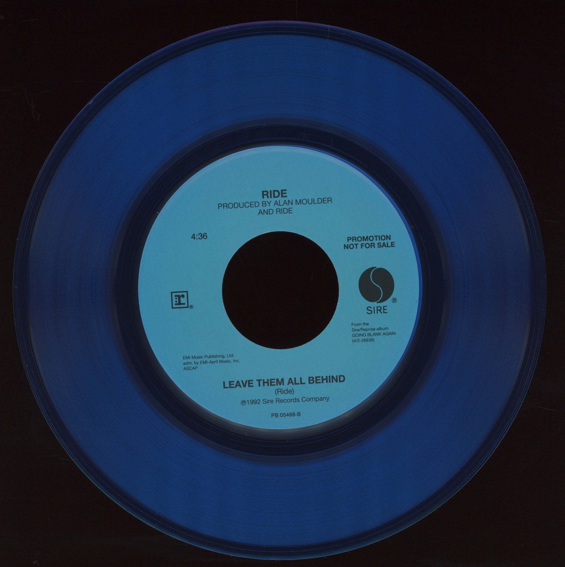 Slowdive / Ride - She Calls / Leave Them All Behind on Reprise Promo Blue Vinyl Split 7" 45 With Picture Sleeve
