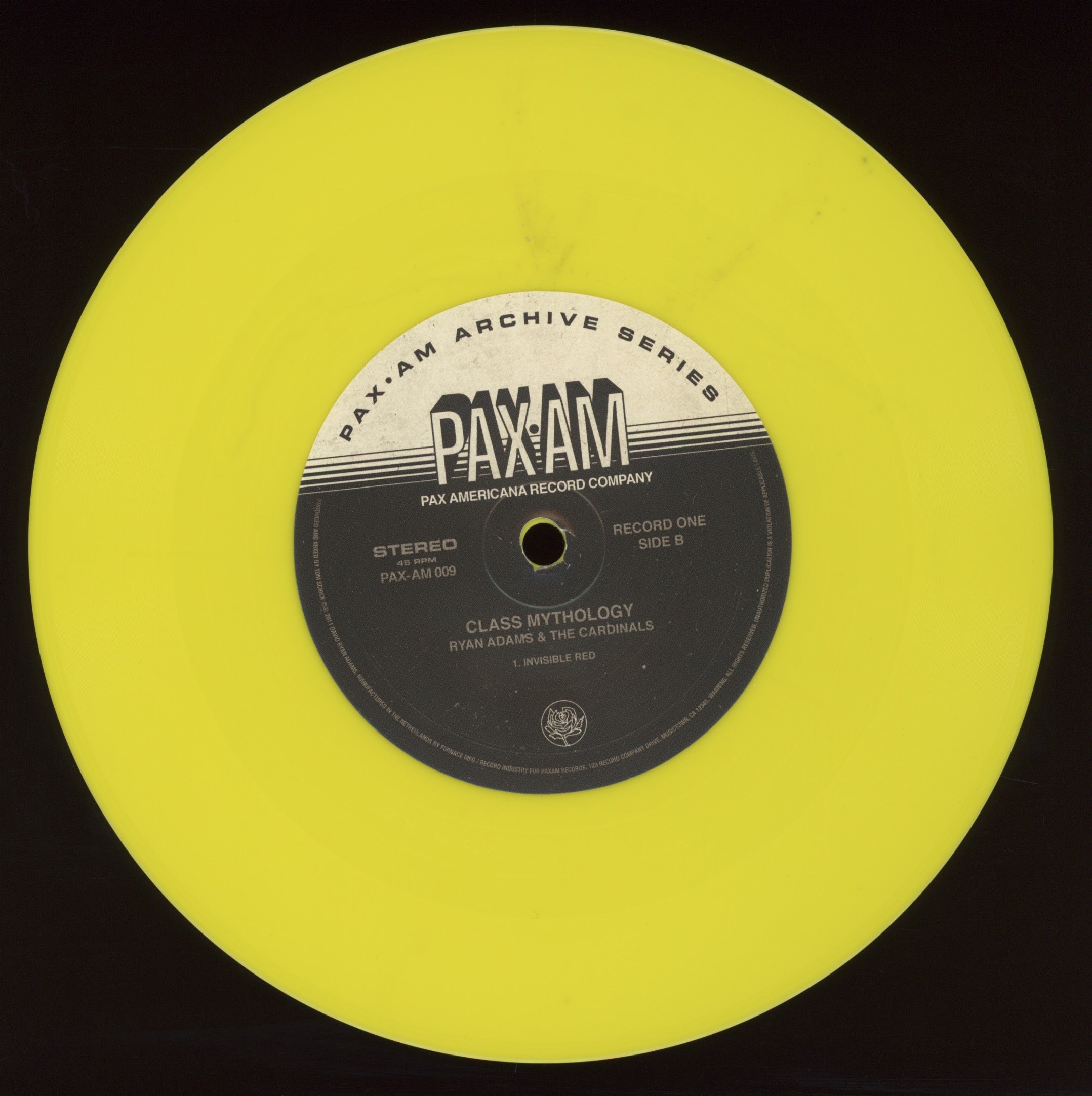 Ryan Adams & The Cardinals - Class Mythology on Pax Americana RSD 2011 Ltd Yellow / Orange 7" With Picture Cover