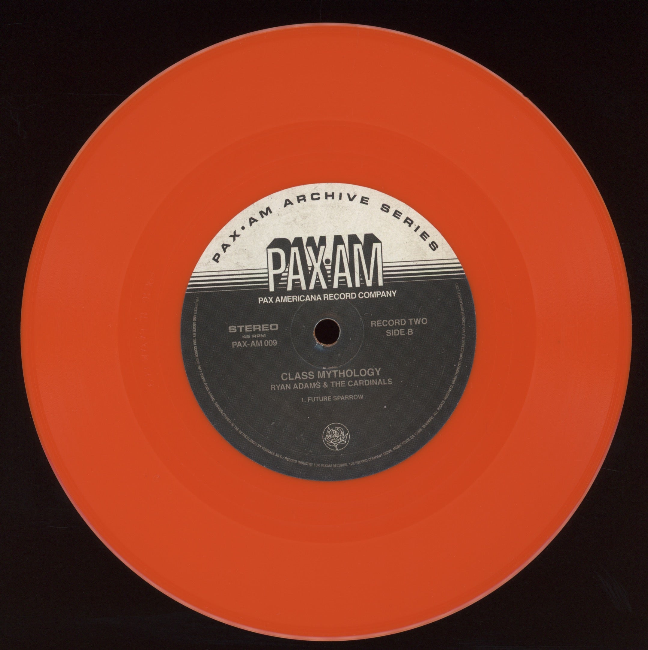 Ryan Adams & The Cardinals - Class Mythology on Pax Americana RSD 2011 Ltd Yellow / Orange 7" With Picture Cover