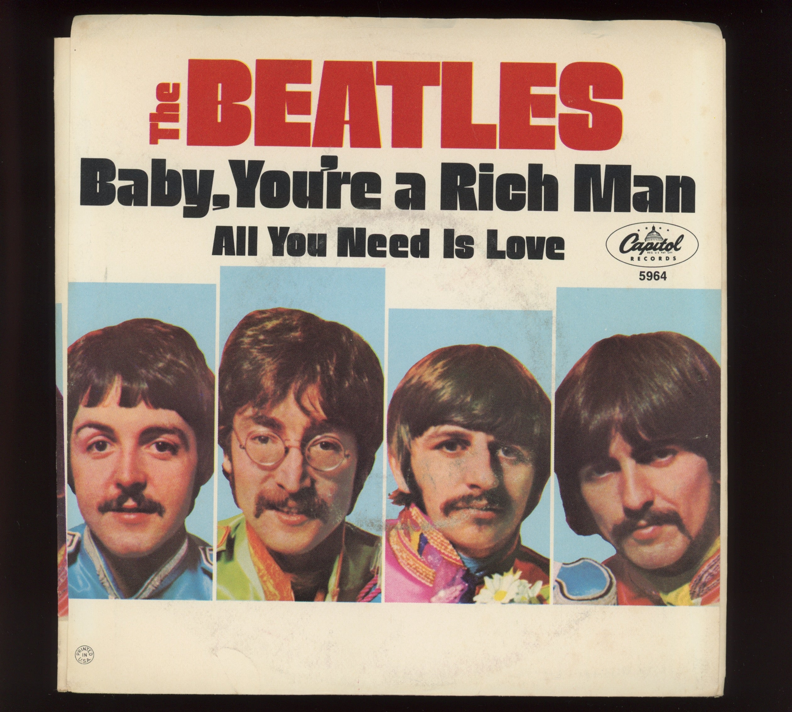 The Beatles - All You Need Is Love on Capitol Promo 45 With Picture Sleeve