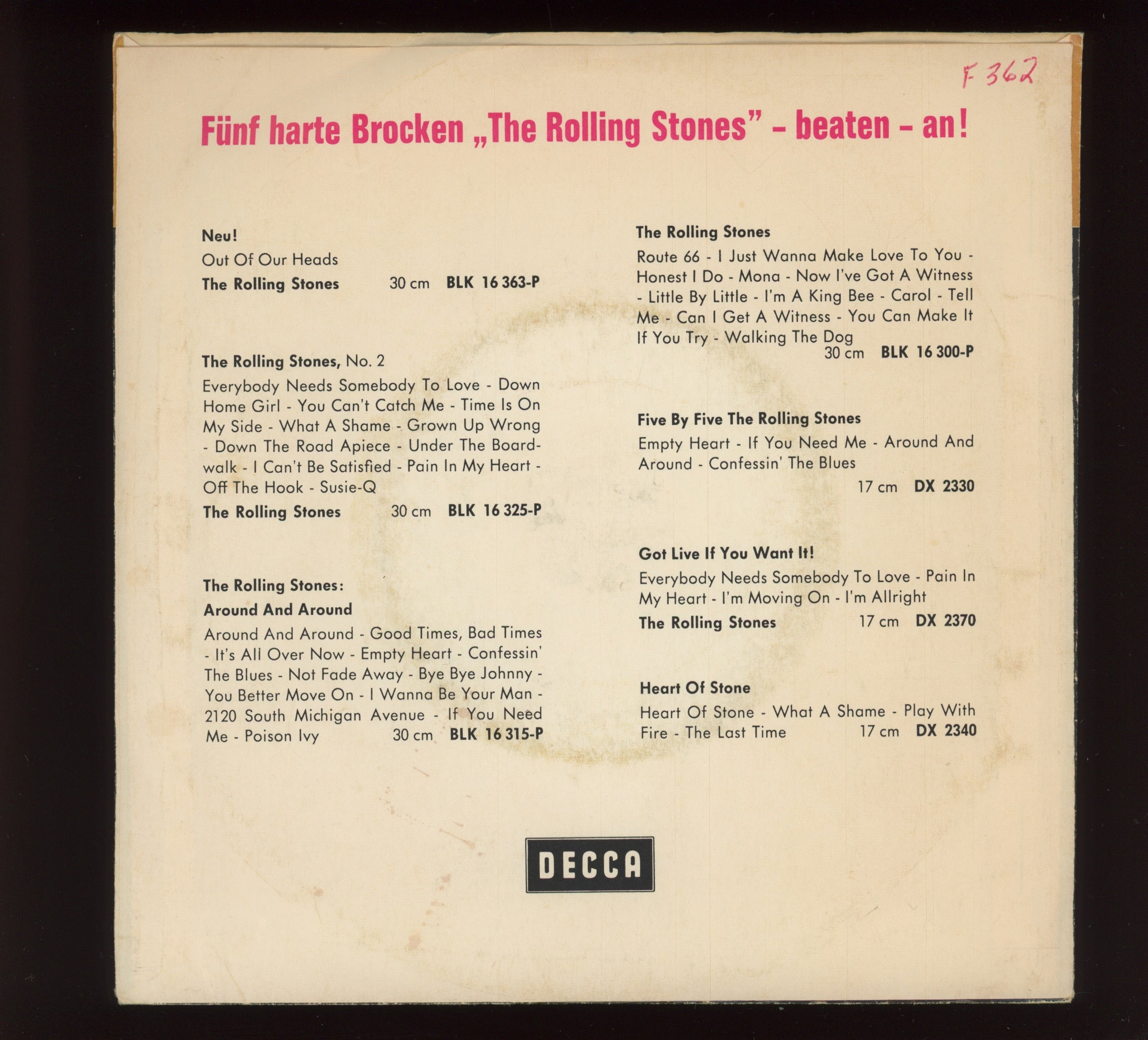 The Rolling Stones - 19th Nervous Breakdown / As Tears Go By on Decca German 45 With Picture Sleeve