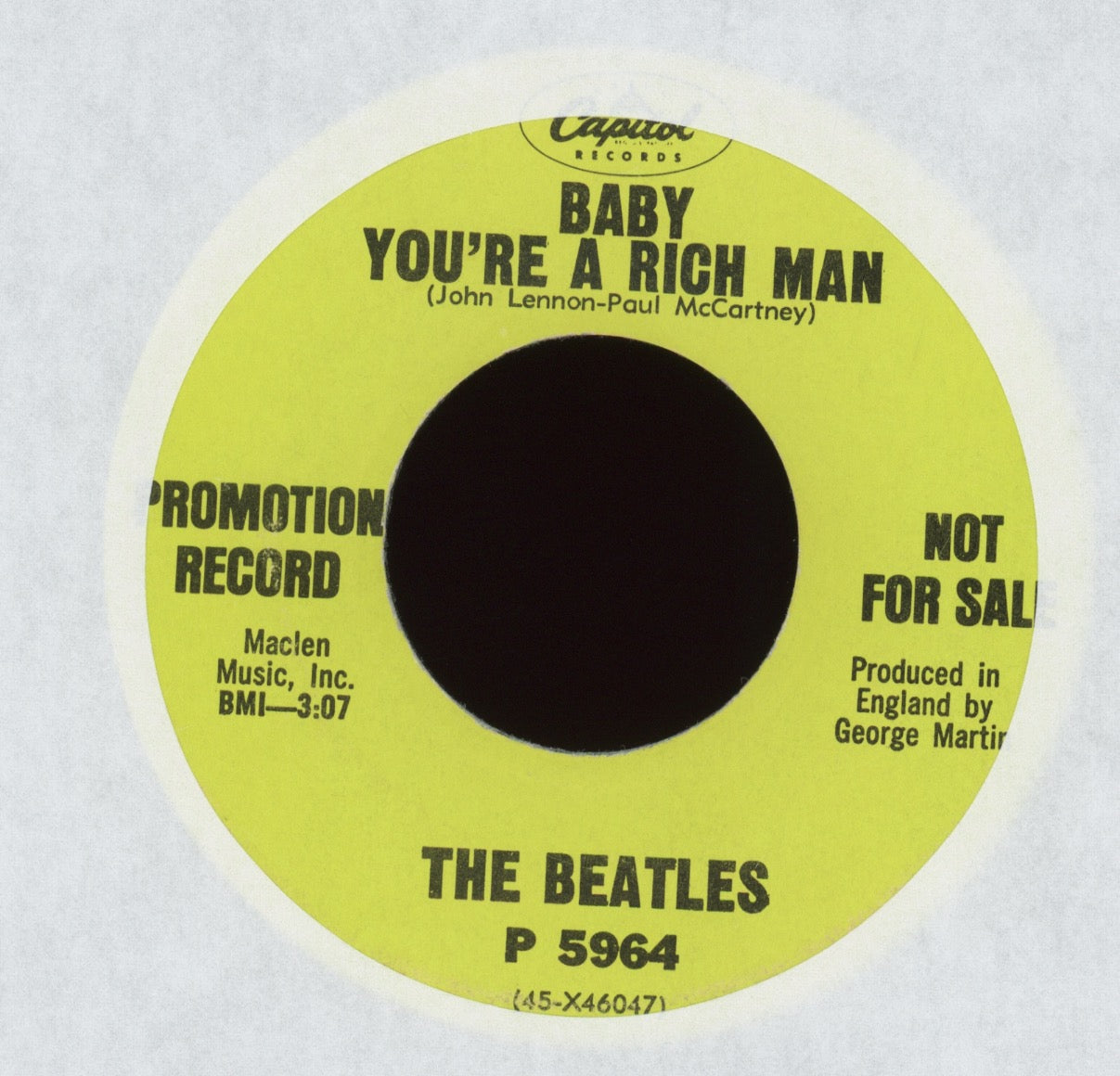 The Beatles - All You Need Is Love on Capitol Promo 45 With Picture Sl