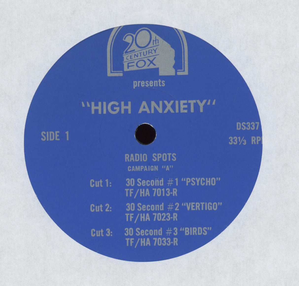 No Artist - High Anxiety (Radio Spots - Campaign A) on 20th Century Fox Single Sided Movie Promo 7"