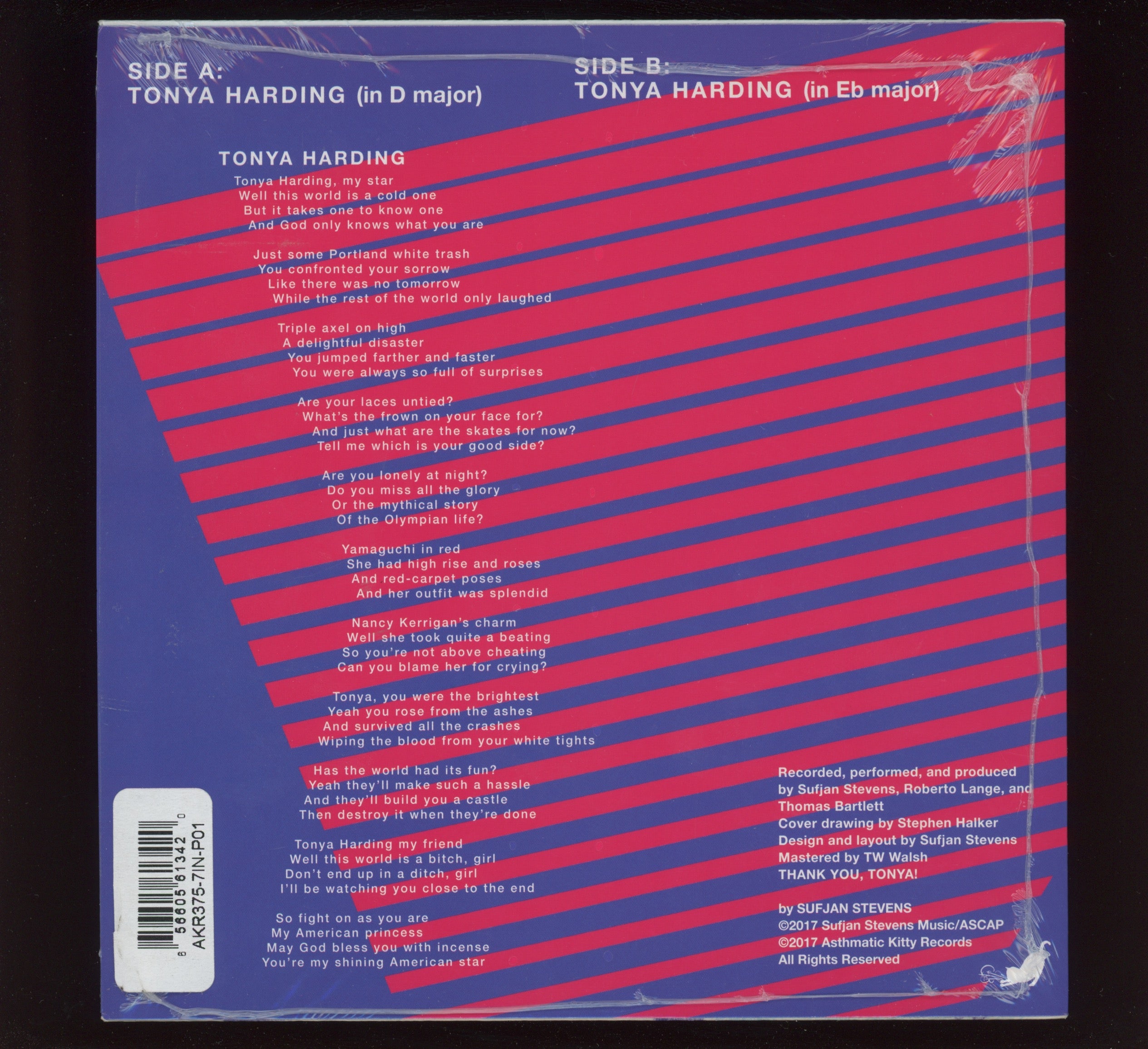 Sufjan Stevens - Tonya Harding on Asthmatic Kitty Ltd Blue Marbled 7" With Picture Sleeve