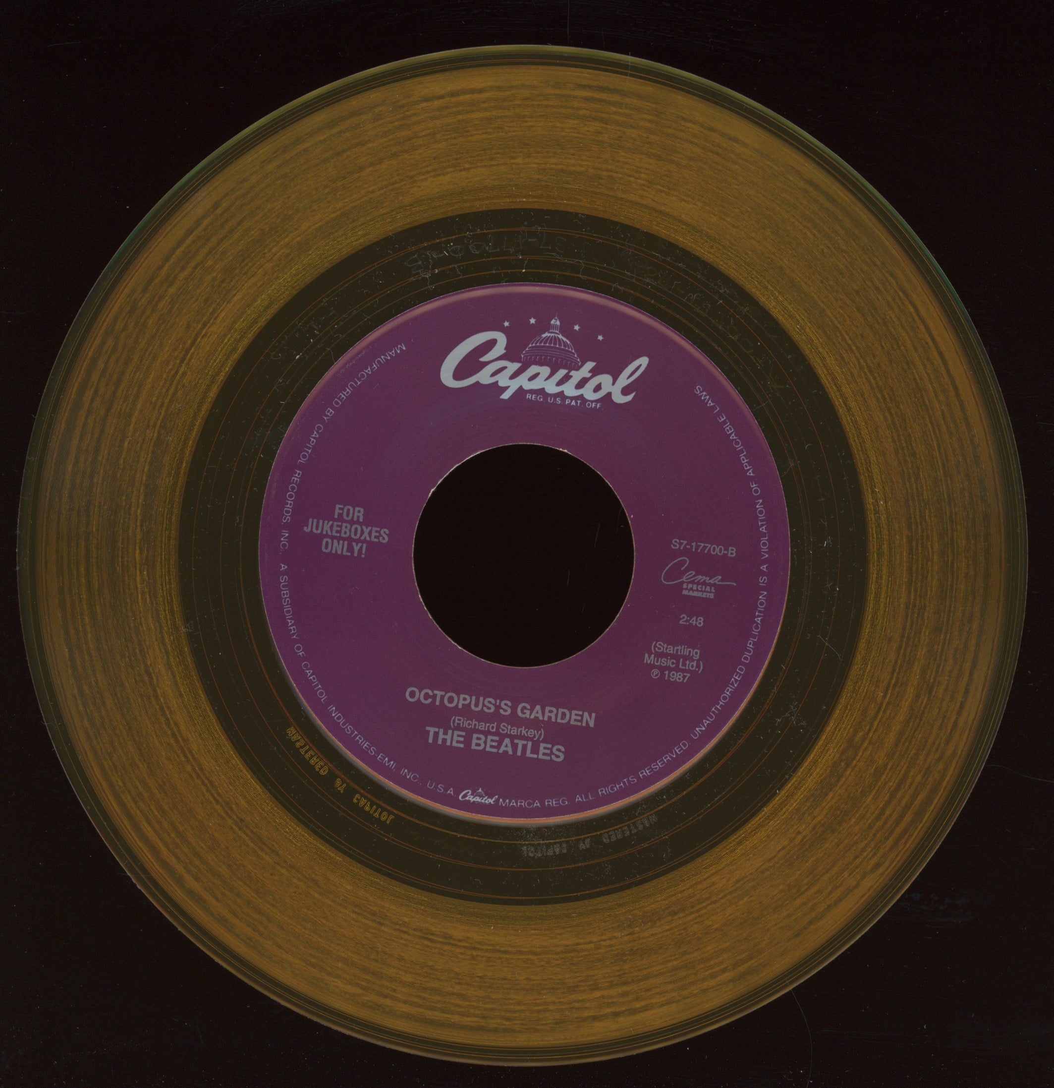 The Beatles - Here Comes The Sun on Capitol Yellow Vinyl Jukebox Only Reissue