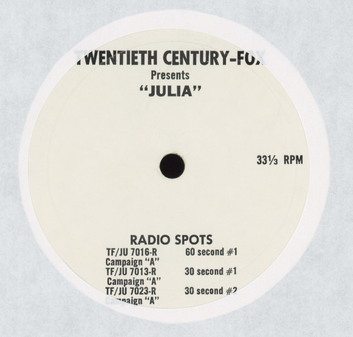 No Artist - Julia Radio Spots 20th Century Fox Single Sided Movie Promo 7"