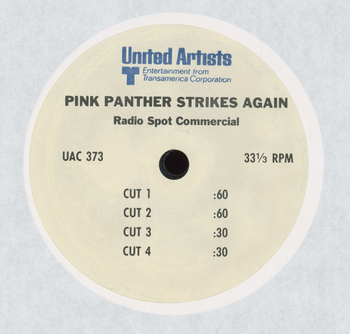 No Artist - Pink Panther Strikes Again Radio Spot Commercial United Artists Single Sided Movie Promo 7"