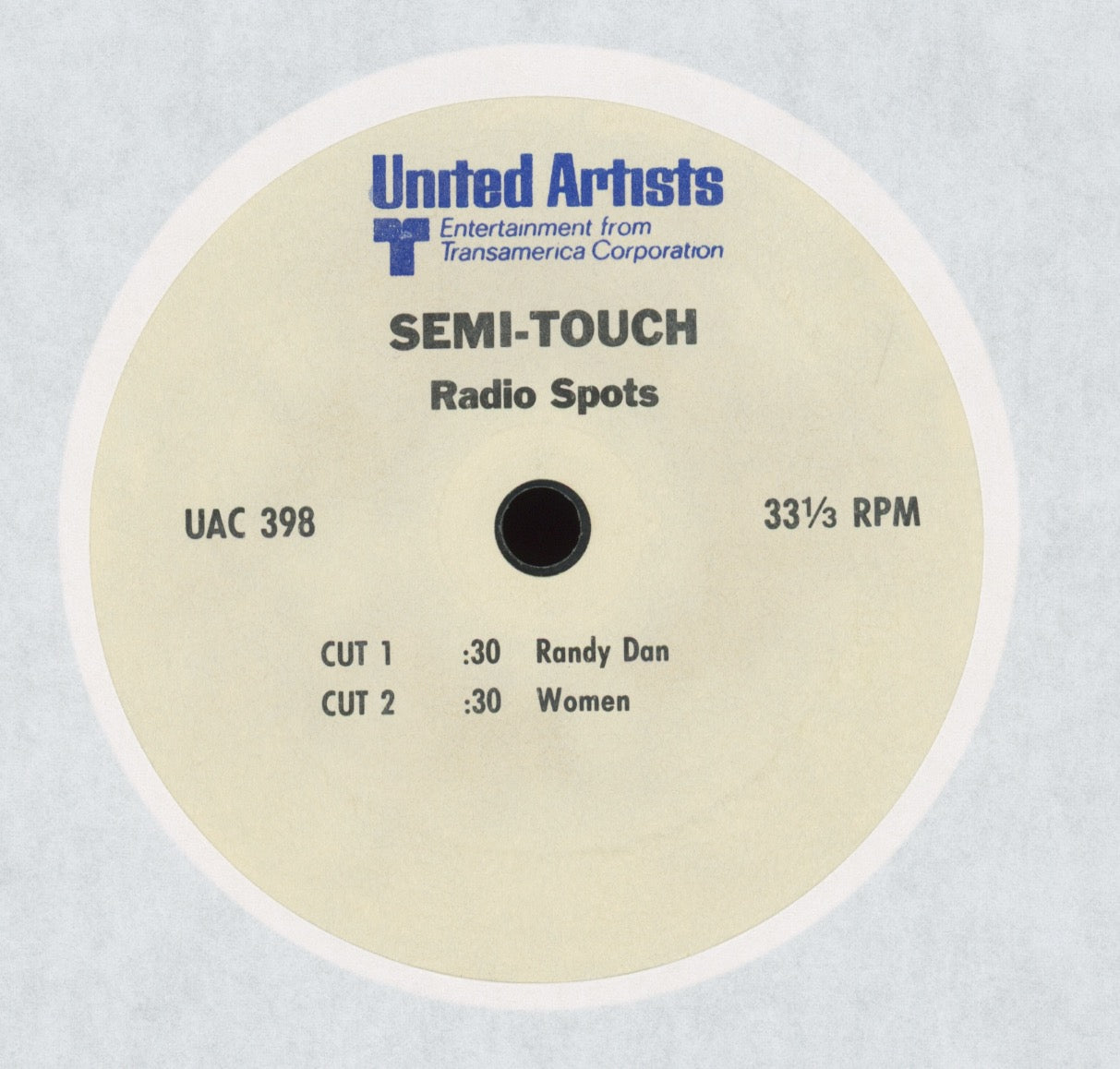 No Artist - Semi-Touch (Radio Spots) Semi-Tough United Artists Single Sided Movie Promo 7"