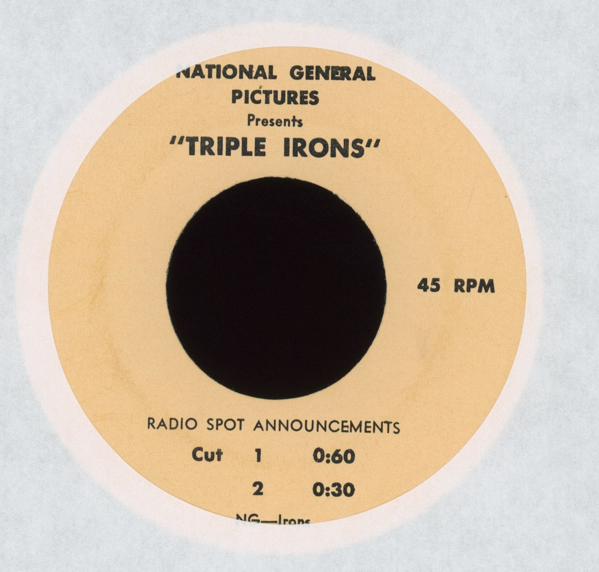 No Artist - Triple Irons Radio Spot Announcements National General Pictures Kung Fu 7"