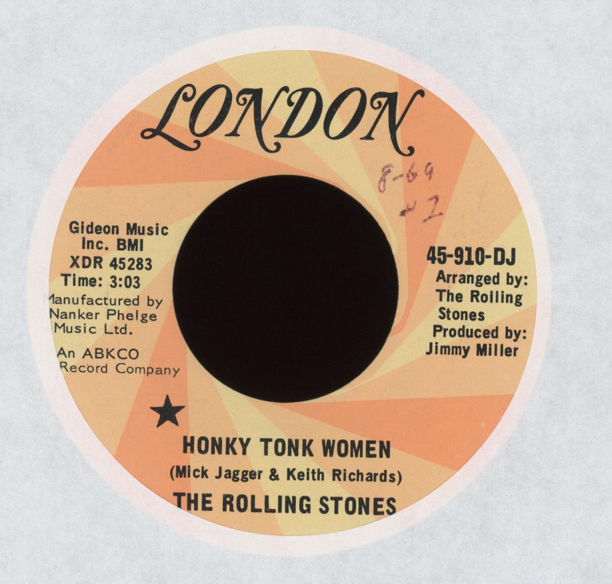 The Rolling Stones - Honky Tonk Women / You Can't Always Get What You Want on London Promo 45