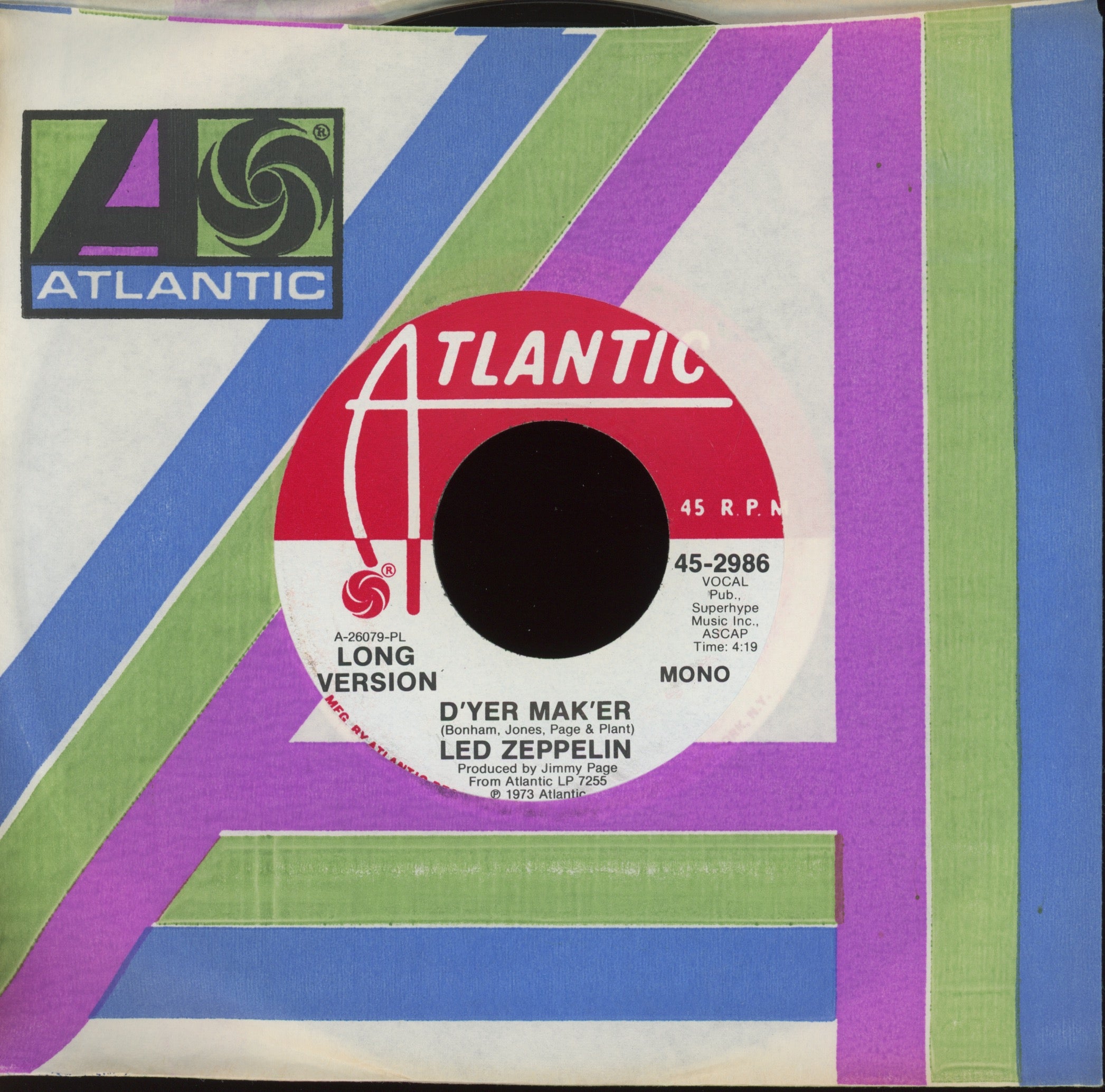 Led Zeppelin - D'yer Mak'er on Atlantic Promo 45