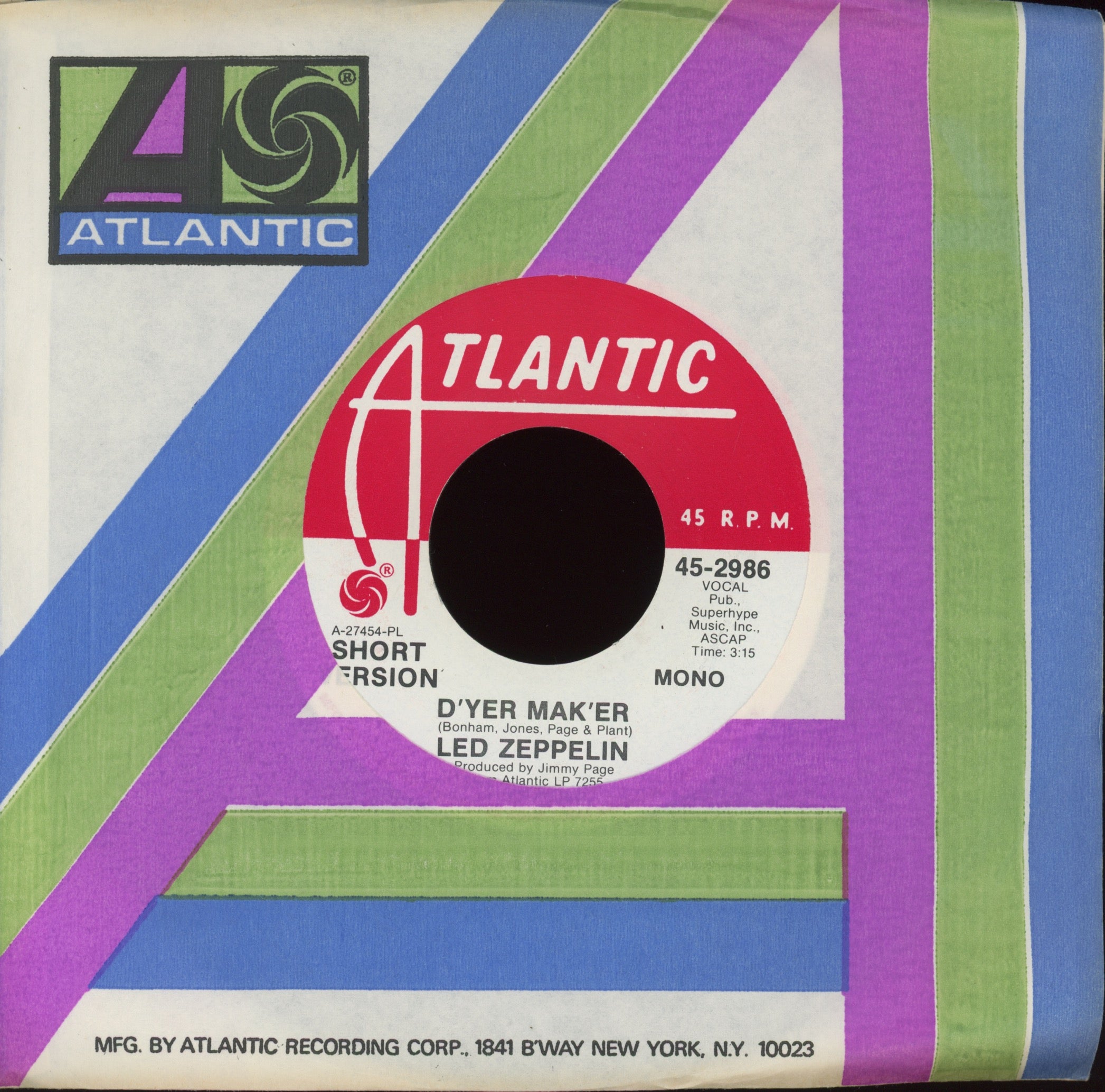 Led Zeppelin - D'yer Mak'er on Atlantic Promo 45