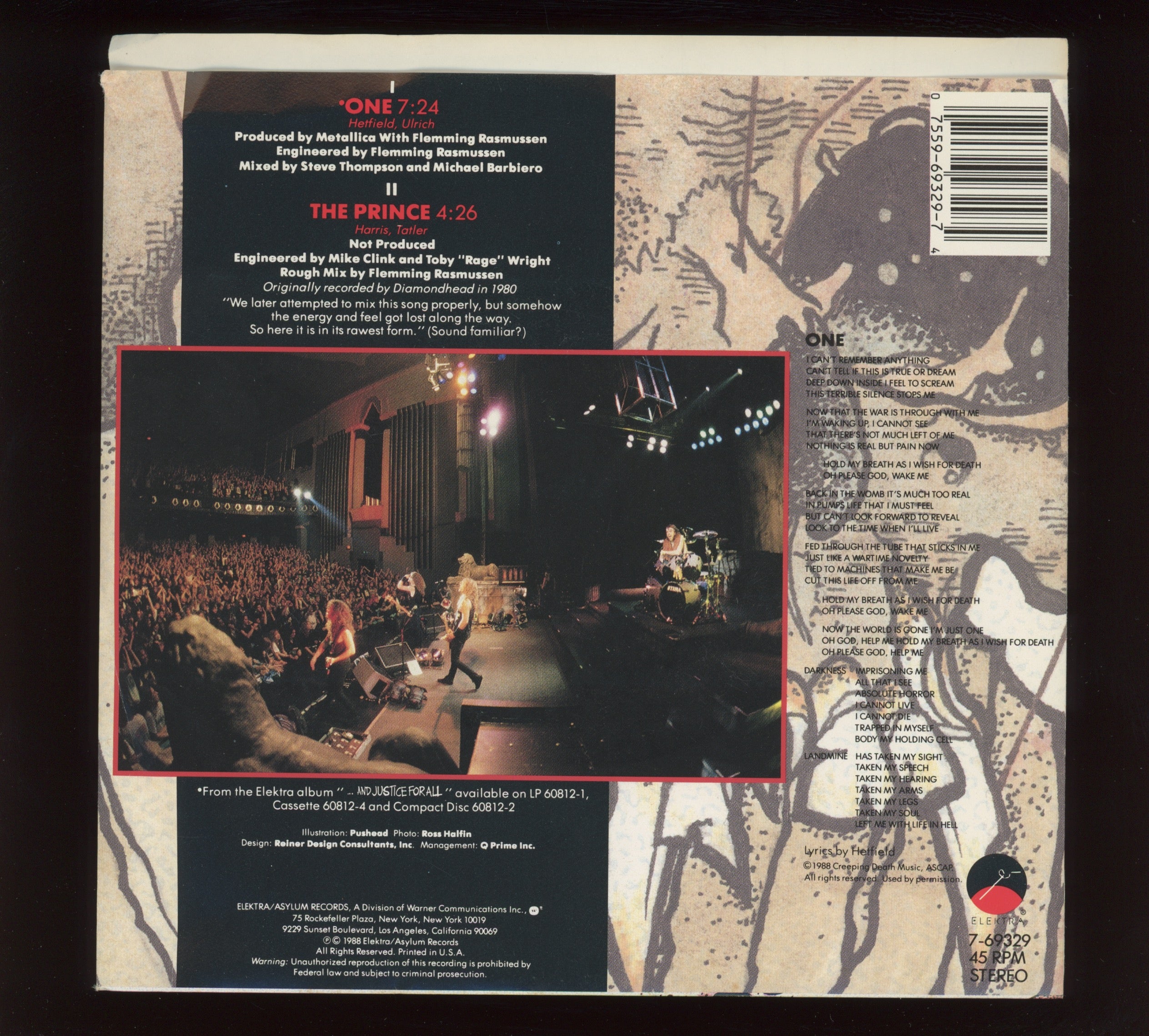 Metallica - One on Elektra 45 With Picture Sleeve