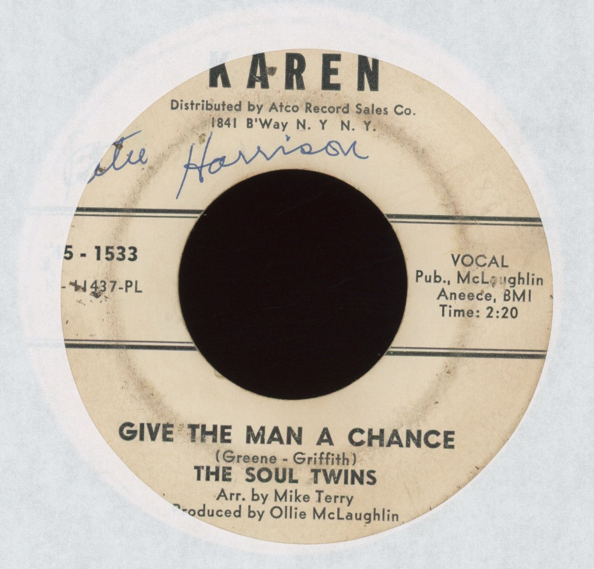 The Soul Twins - Quick Change Artist on Karen Promo Northern Soul 45