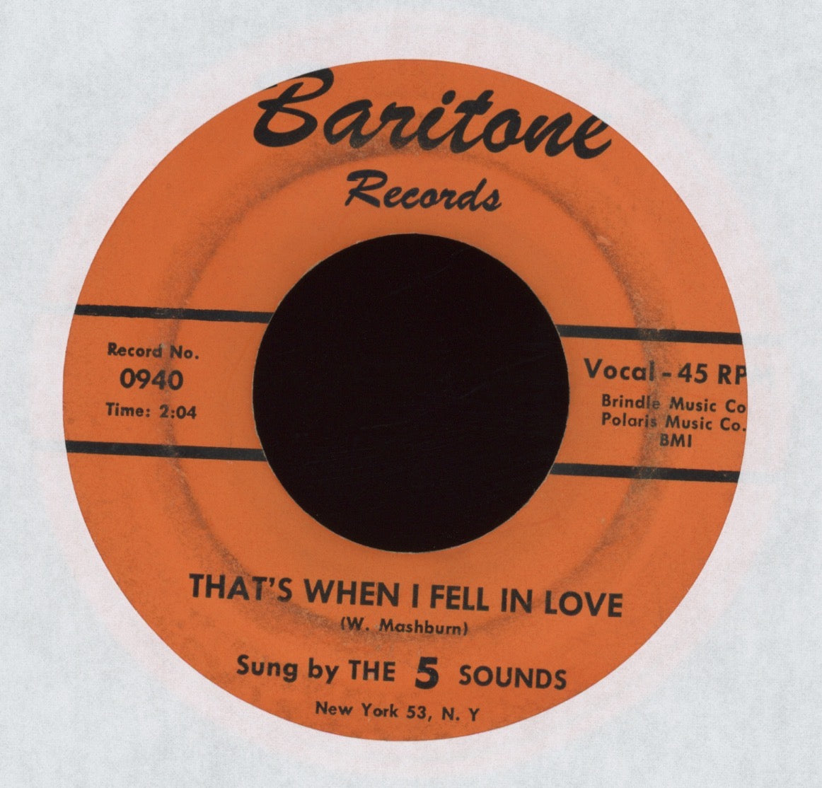The Five Sounds - That's When I Fell In Love on Baritone R&B Doo Wop 45