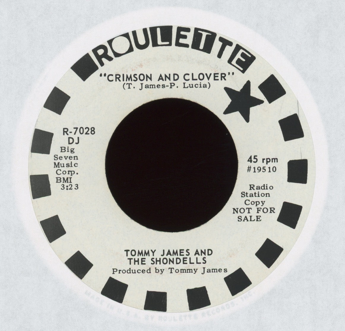 Tommy James & The Shondells - Crimson And Clover on Roulette Promo 45