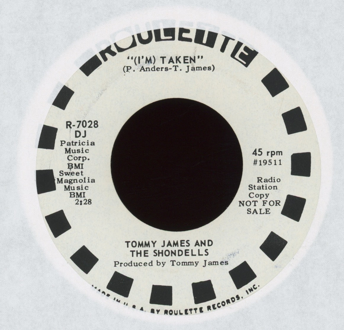 Tommy James & The Shondells - Crimson And Clover on Roulette Promo 45