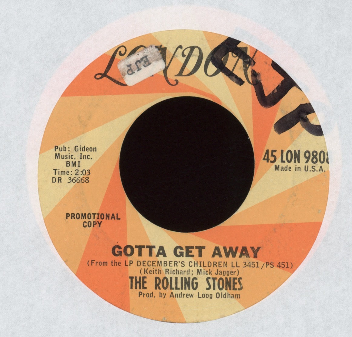 The Rolling Stones - As Tears Go By on London Promo 45