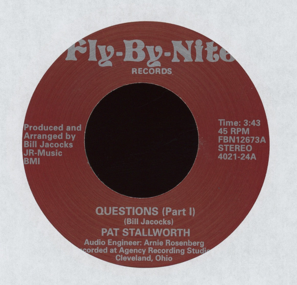 Pat Stallworth - Questions on Fly-By-Nite Numero Reissue Soul Funk 45