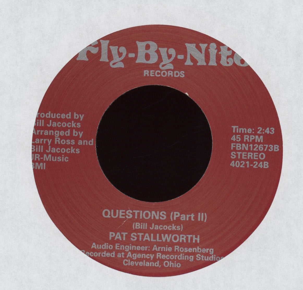 Pat Stallworth - Questions on Fly-By-Nite Numero Reissue Soul Funk 45