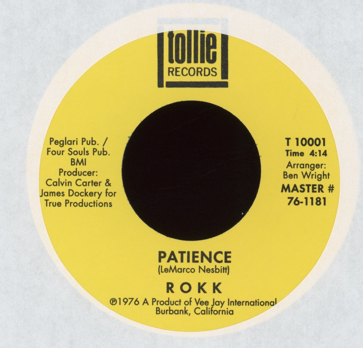 Rokk - Patience on Tollie Numero Reissue Soul Funk 45