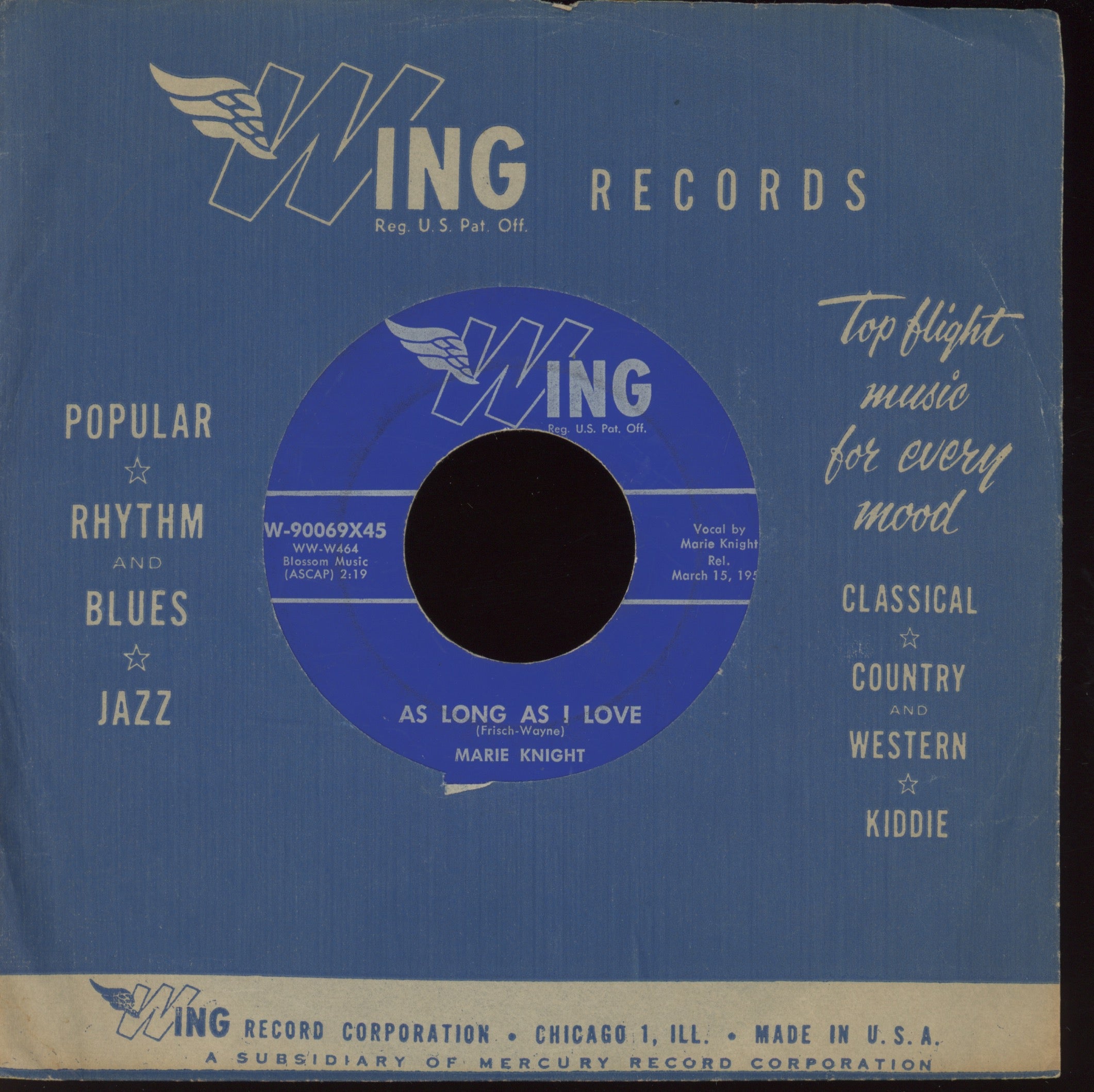 Marie Knight - Tell Me Why on Wing R&B Doo Wop 45