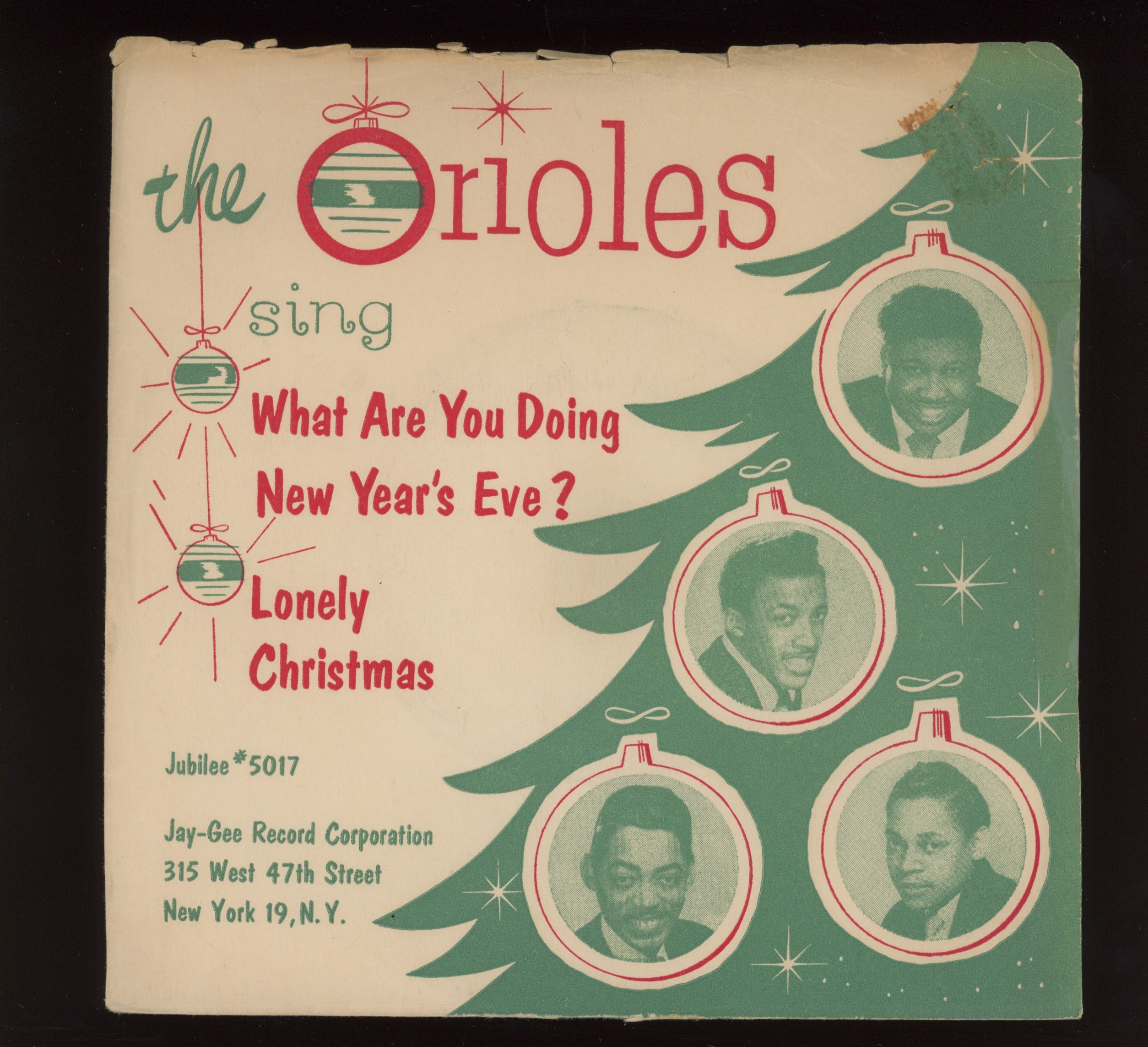 The Orioles - What Are You Doing New Year's Eve / (It's Gonna Be A) Lonely Christmas on Jubilee R&B Doo Wop 45 With Rare Picture Sleeve