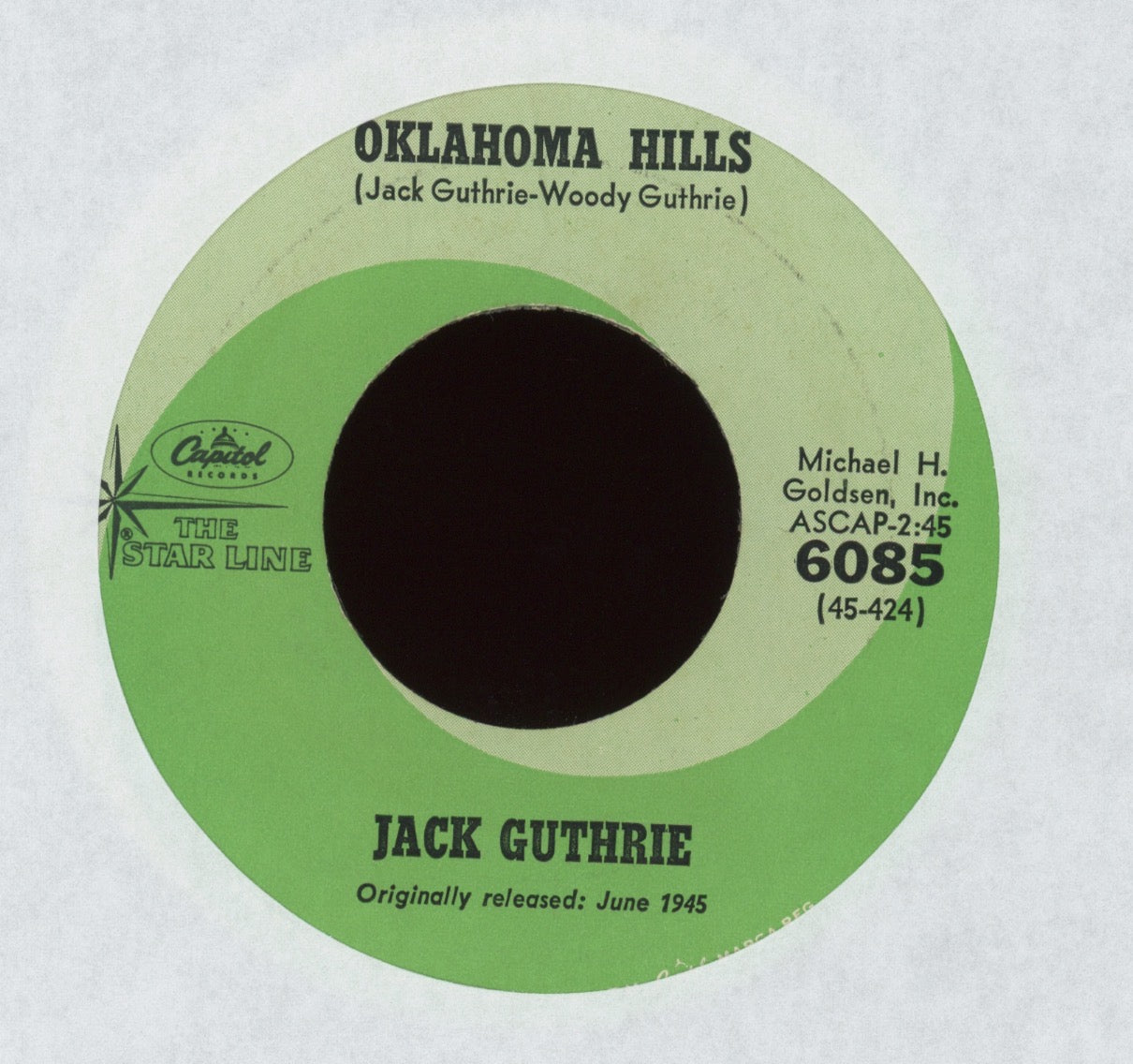 Jack Guthrie - Oklahoma Hills on Capitol Country Bopper 45