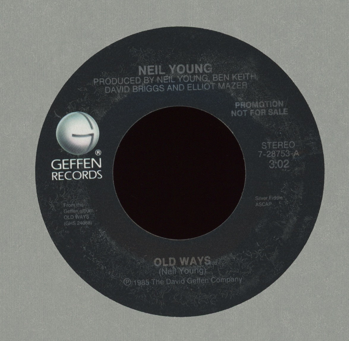 Neil Young - Old ways on Geffen Promo Rock 45