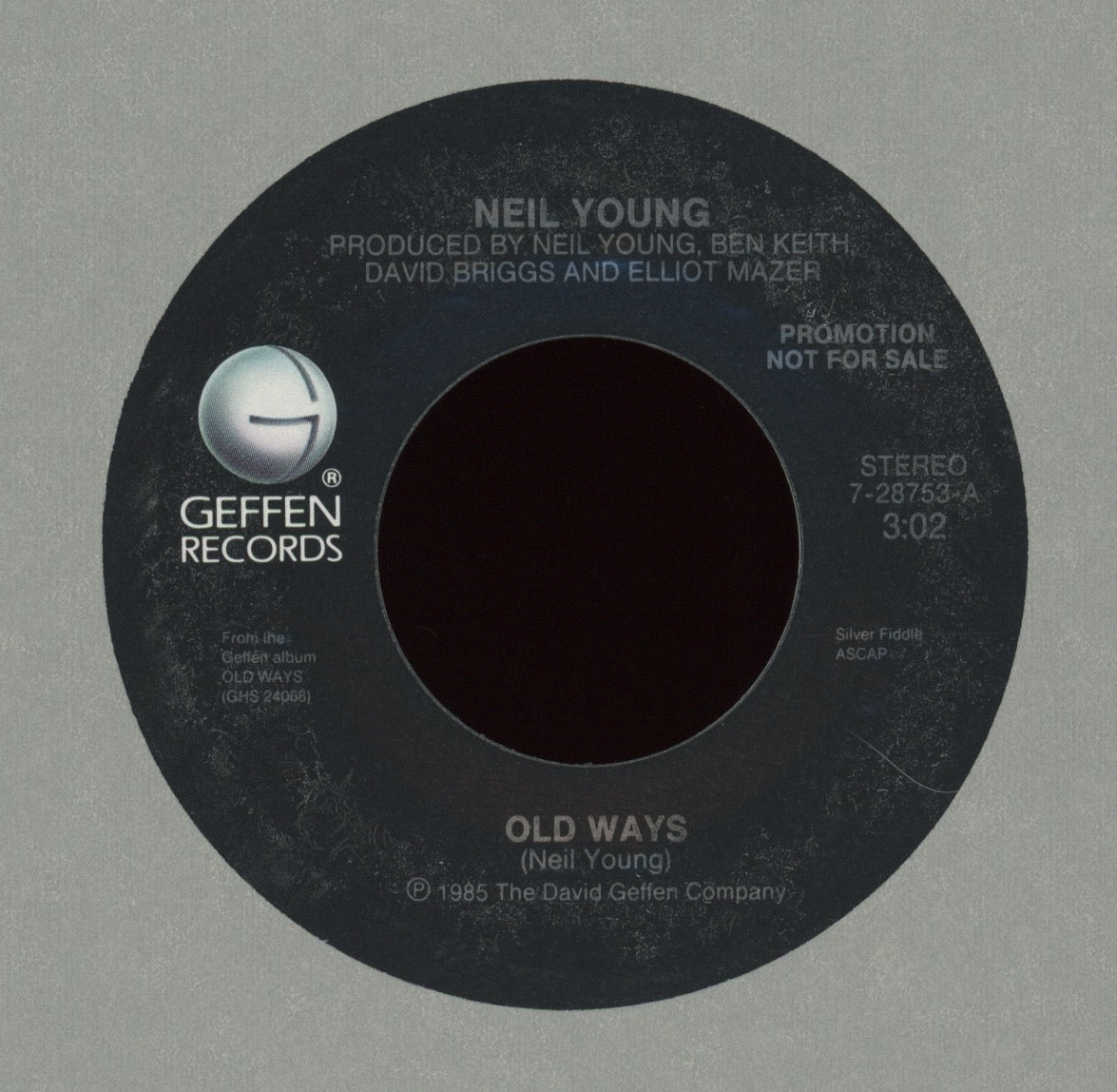 Neil Young - Old ways on Geffen Promo Rock 45