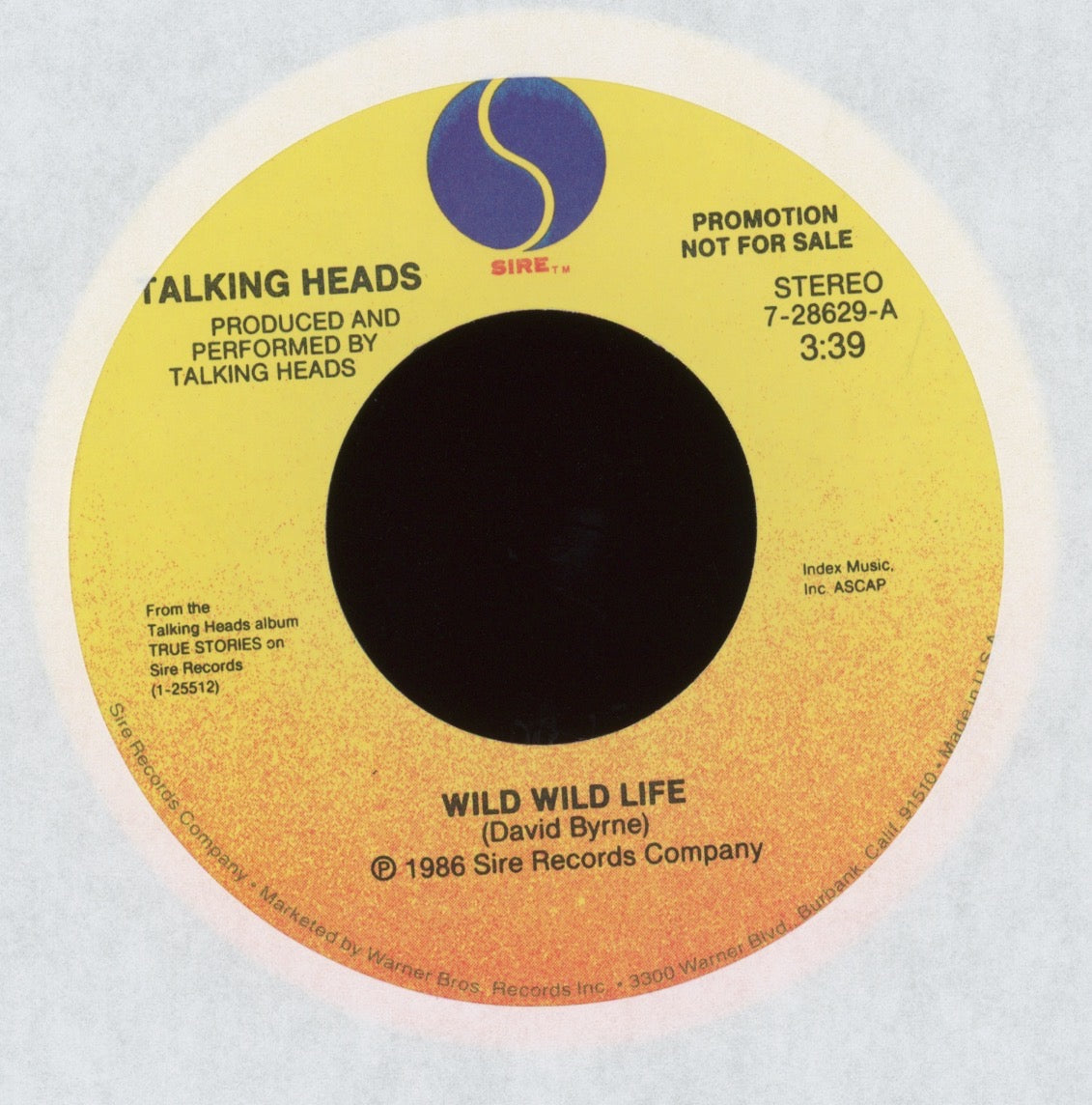 Talking Heads - Wild Wild Life on Sire Promo Rock 45