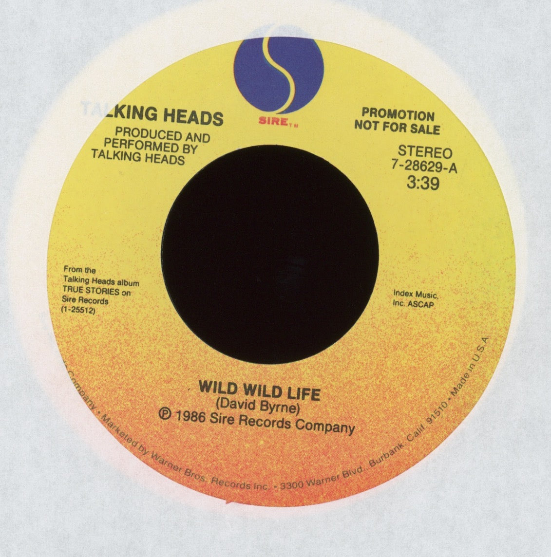 Talking Heads - Wild Wild Life on Sire Promo Rock 45