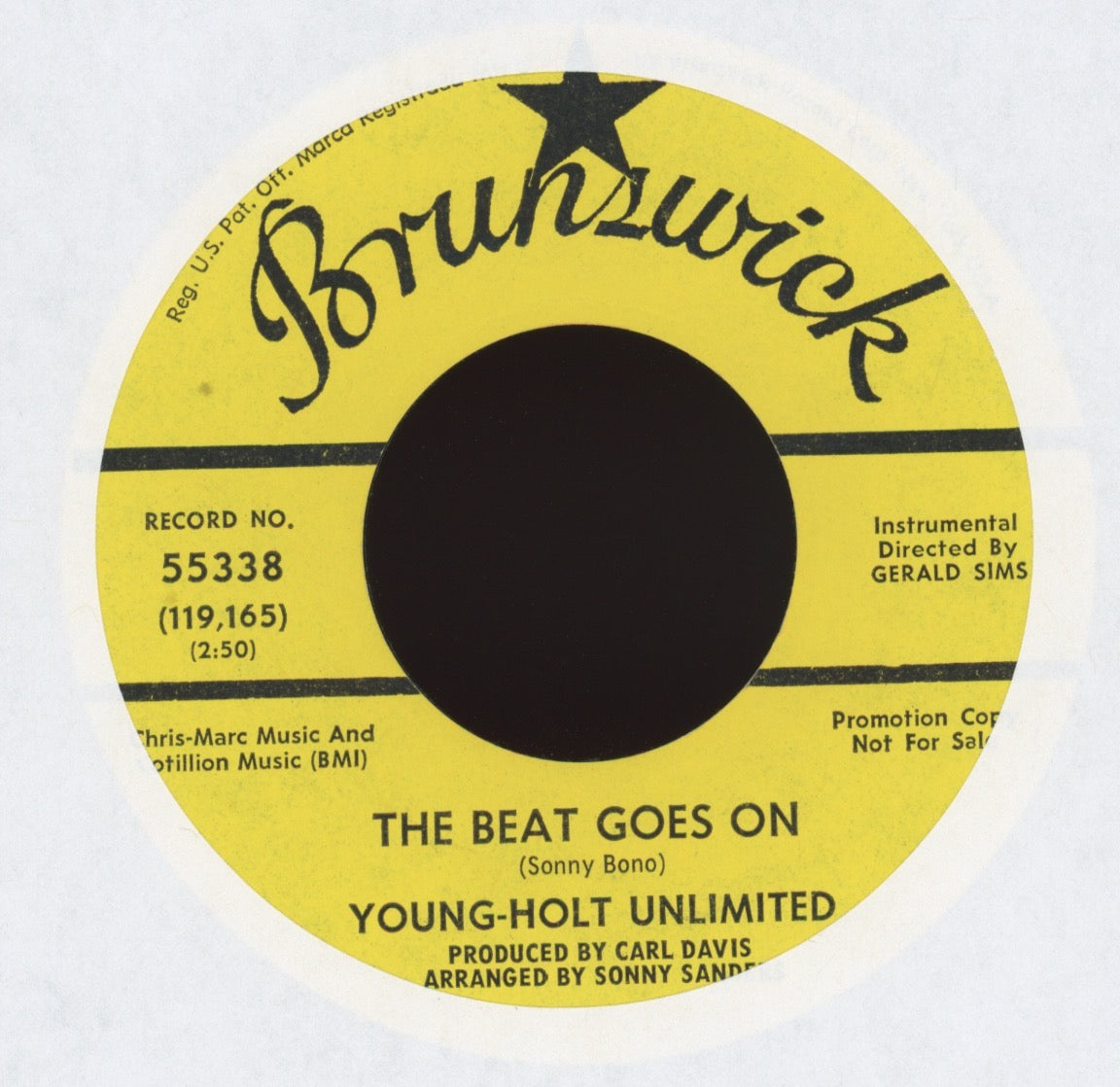Young Holt Unlimited - The Beat Goes On Brunswick Promo Soul Jazz Funk 45