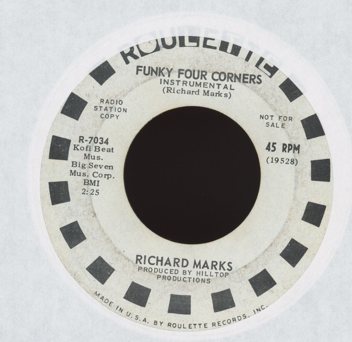 Richard Marks - Funky Four Corners on Roulette Promo Funk 45