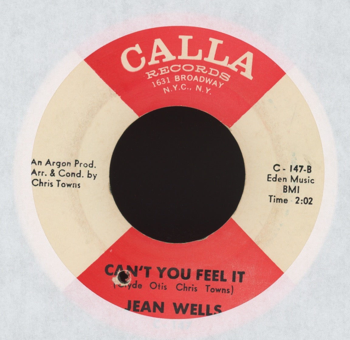 Jean Wells - Can't You Feel It on Calla Soul Funk 45