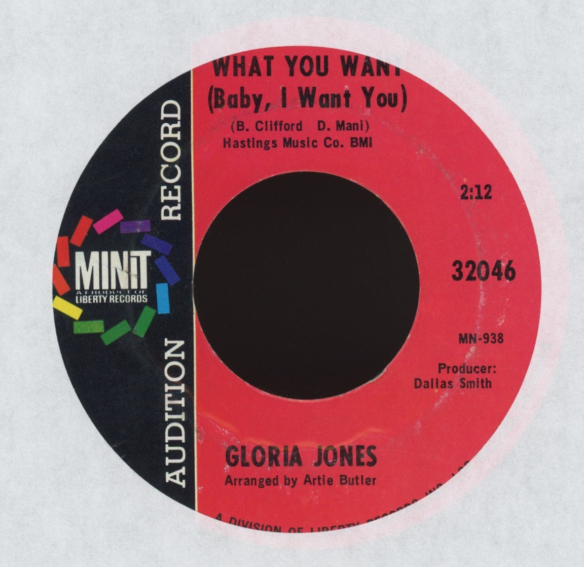 Gloria Jones - What You Want on Minit Promo Soul Funk 45
