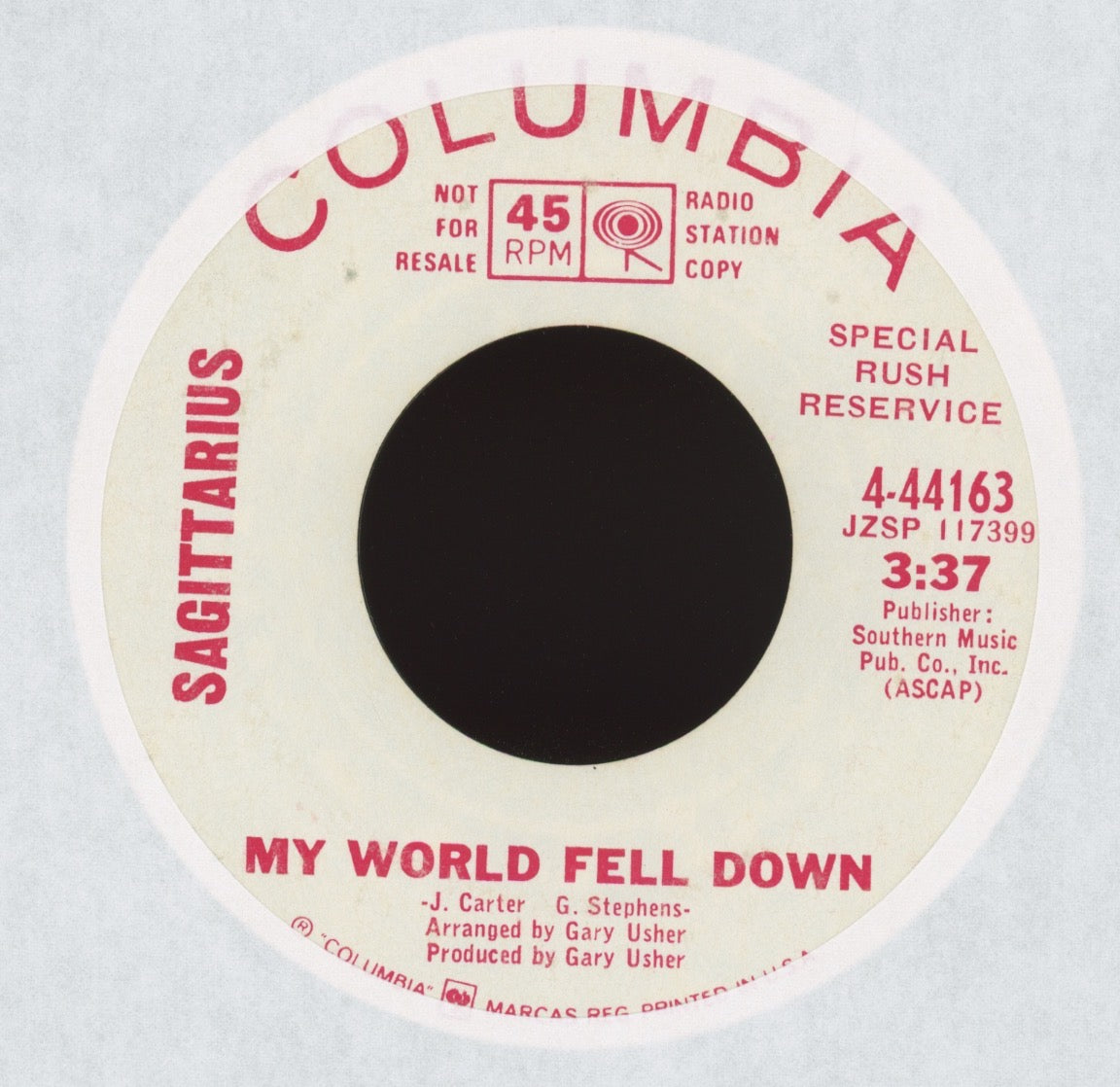 Sagittarius - My World Fell Down on Columbia Promo Pop Psych 45