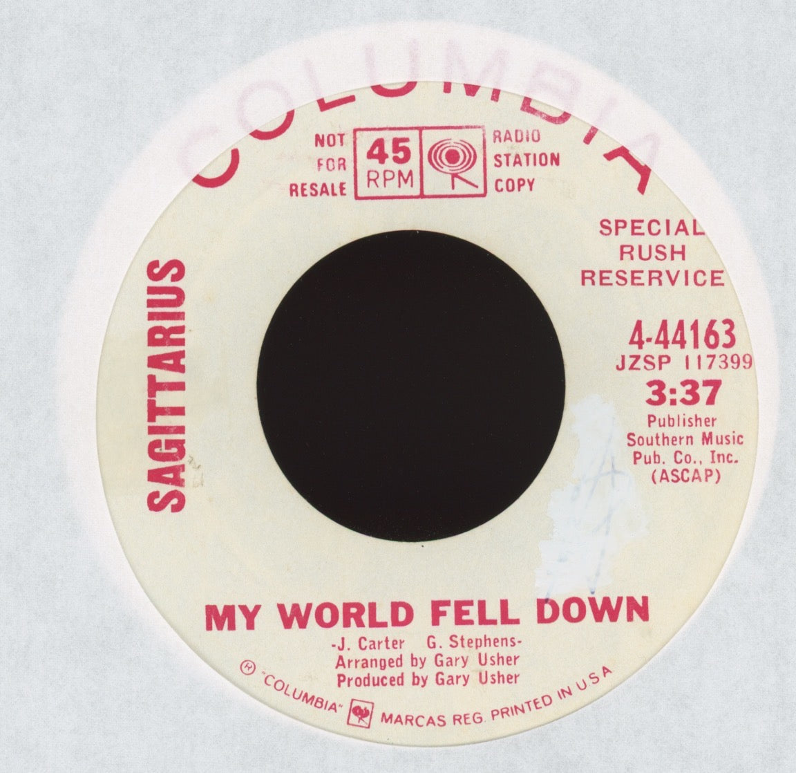 Sagittarius - My World Fell Down on Columbia Promo Pop Psych 45