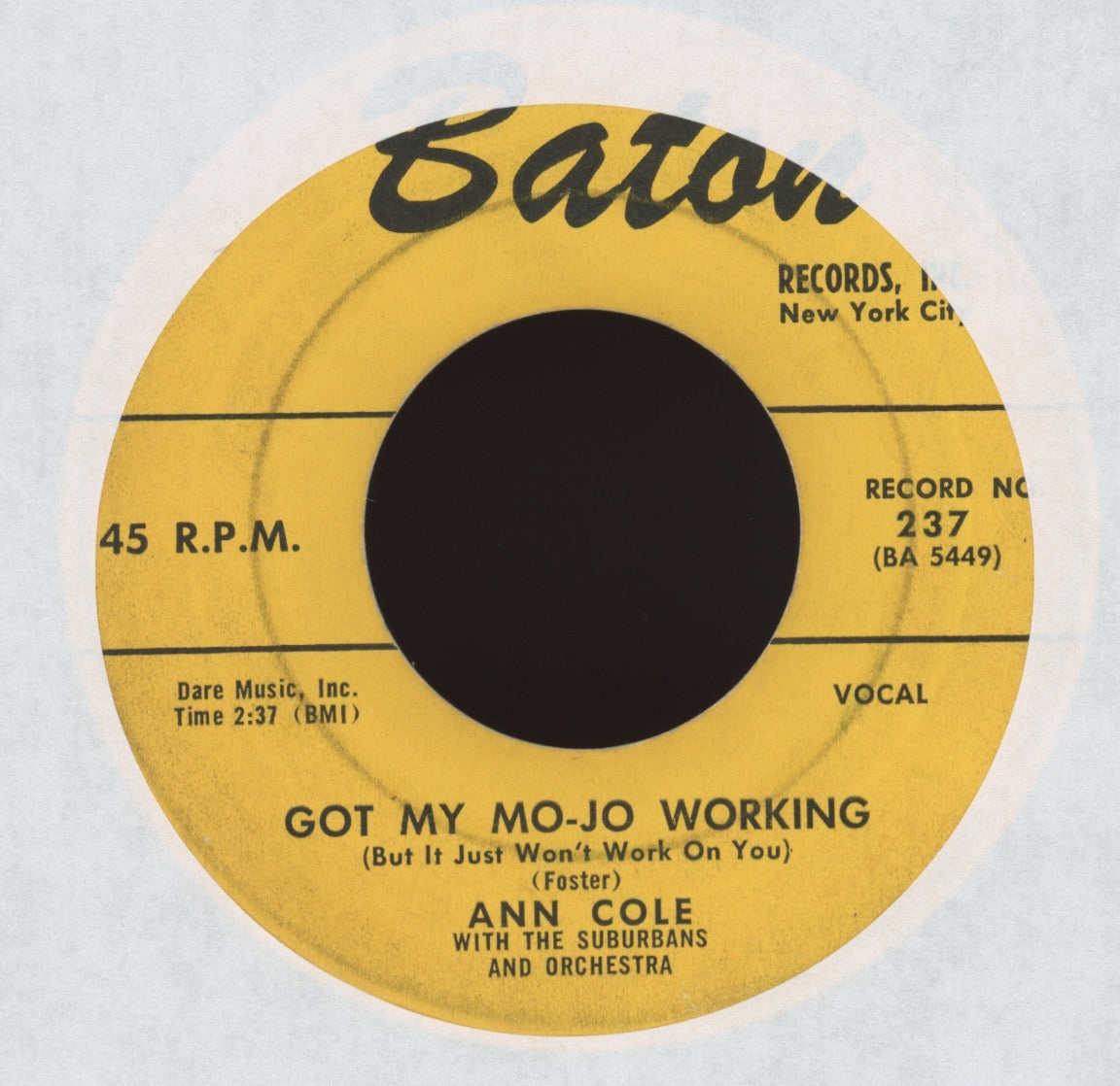 Ann Cole - Got My Mo-Jo Working on Baton R&B Rocker 45