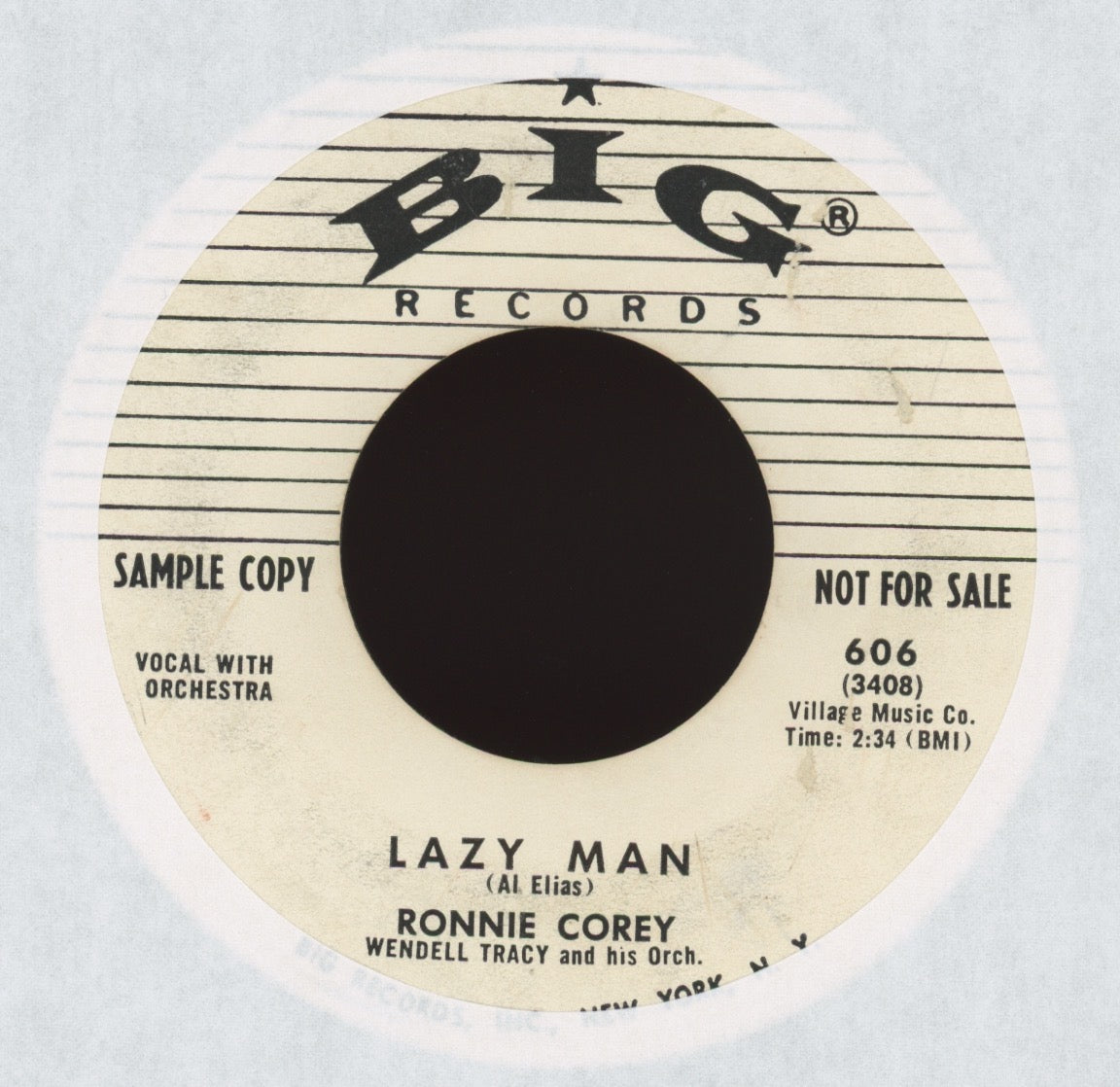 Ronnie Corey - Lazy Man on Big Promo R&B Popcorn 45