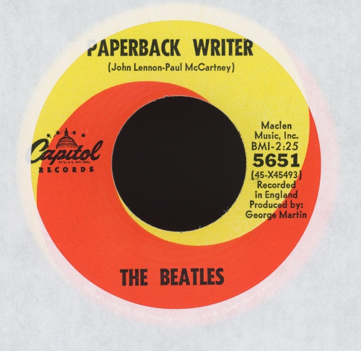 The Beatles - Paperback Writer / Rain on Capitol 45 With Picture Sleeve