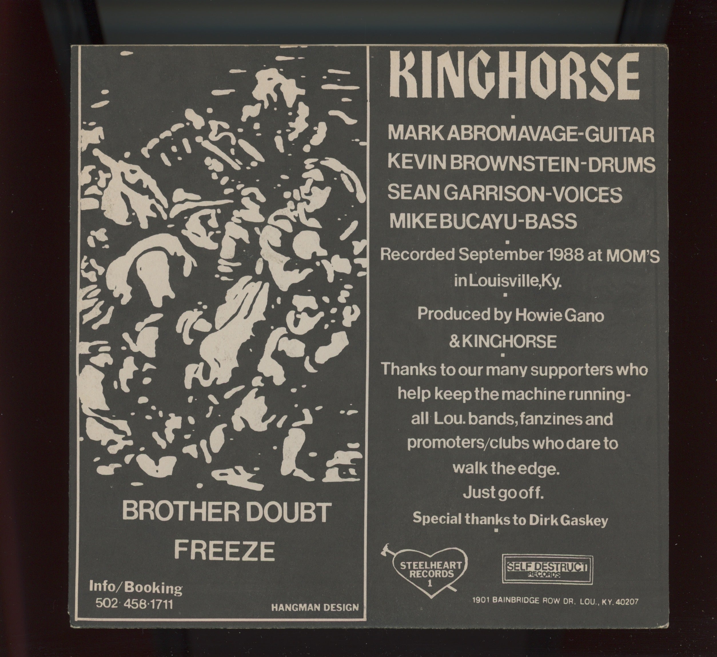 Kinghorse - Brother Doubt / Freeze on Self Destruct Single Sided Metal 7"  With Picture Sleeve