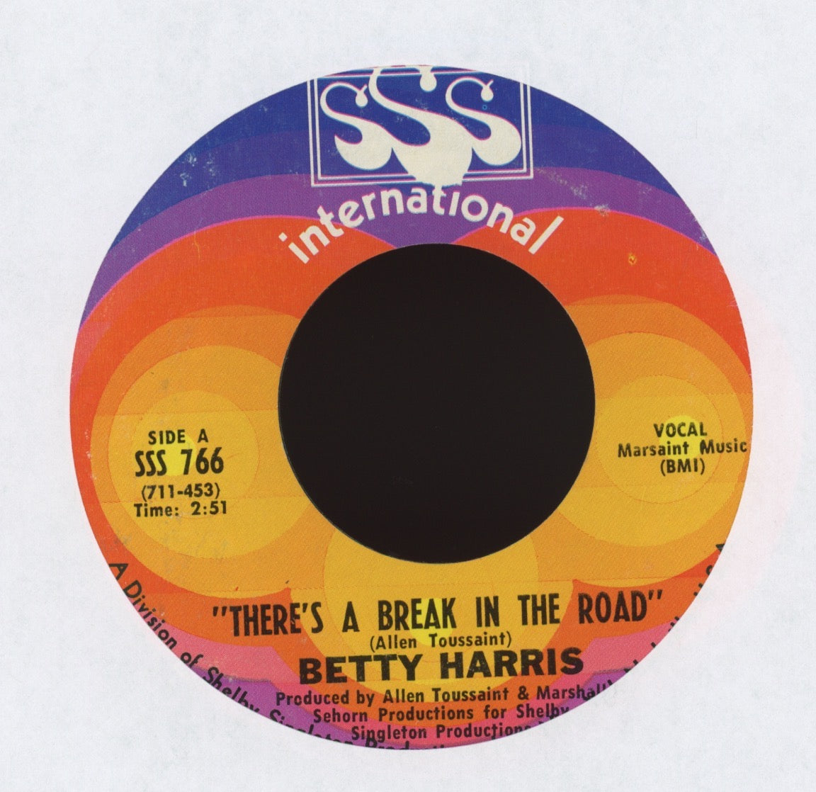 Betty Harris - There's A Break In The Road on SSS International Funk 45