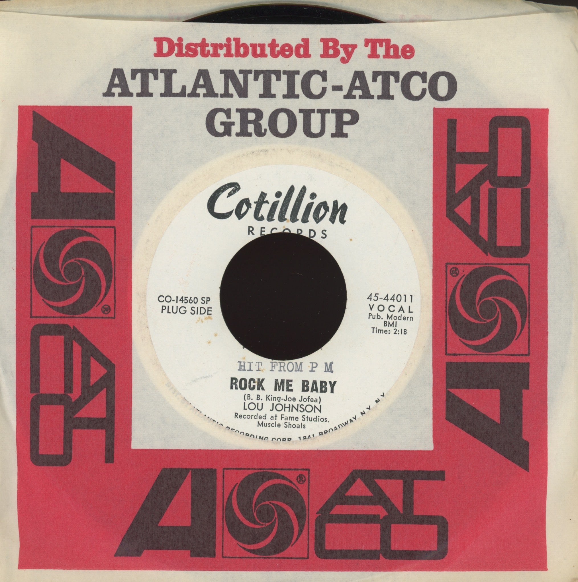 Lou Johnson - Rock Me Baby on Cotillion Promo Funk 45