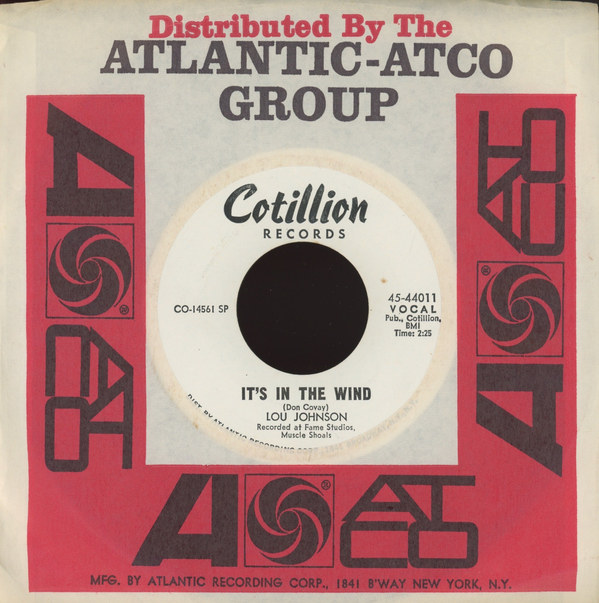 Lou Johnson - Rock Me Baby on Cotillion Promo Funk 45