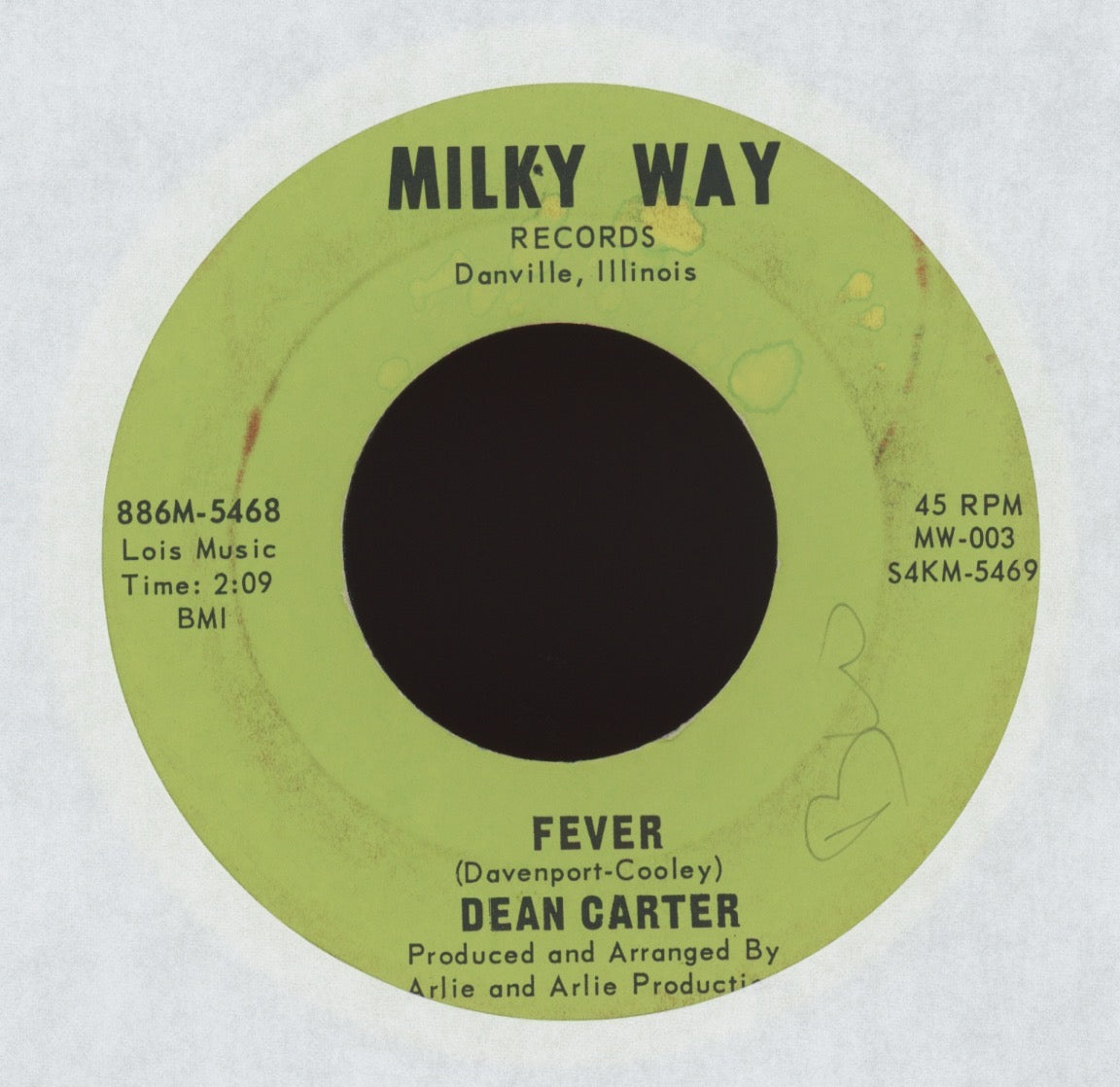 Dean Carter -  Fever on Milky Way Rockabilly Garage 45
